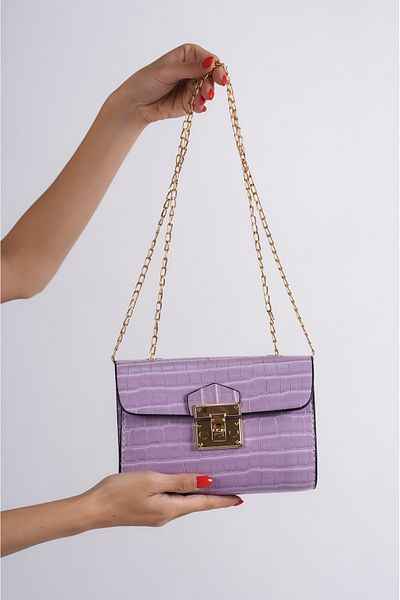 Mubiano 1140-l Rectangular Form Shoulder, Hand and Arm Bag with Chain Strap and Crocodile Pattern Strap