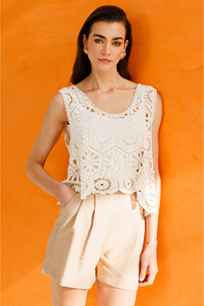 ON TRİKO Dantel Süveter - EKRU
