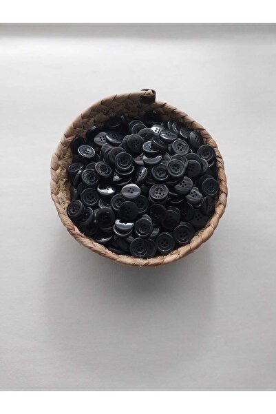 Tasarım لون أسود زر بوليستر قطر 1.8 سم 25 قطعة.