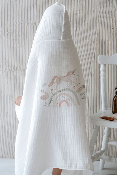 Tuğba Kuğu 4 Layers Muslin Hooded Towel - Royal Series - Magical Unicorn