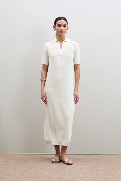 Serianno Polo Yaka Mini Payetli Midi Elbise