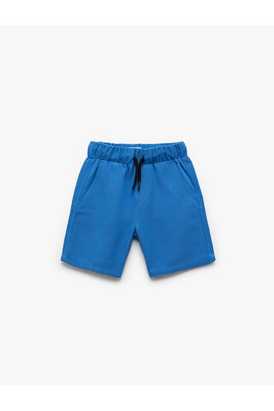 Koton Pantaloni scurți de bază din in, cu buzunare și cravată în talie