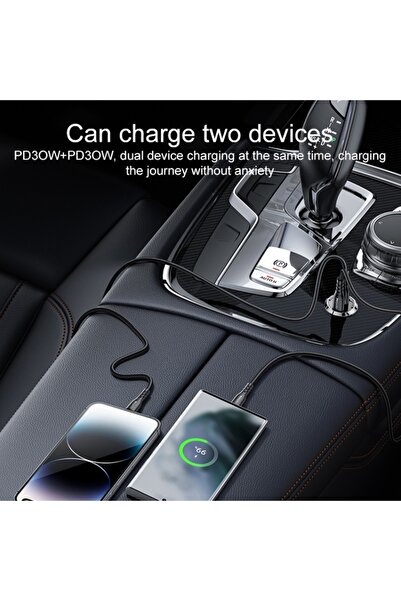 Yesido Y69 PD30W Dual USB-C / Type-C Zinc Alloy Mini Car Charger(Metal Grey)