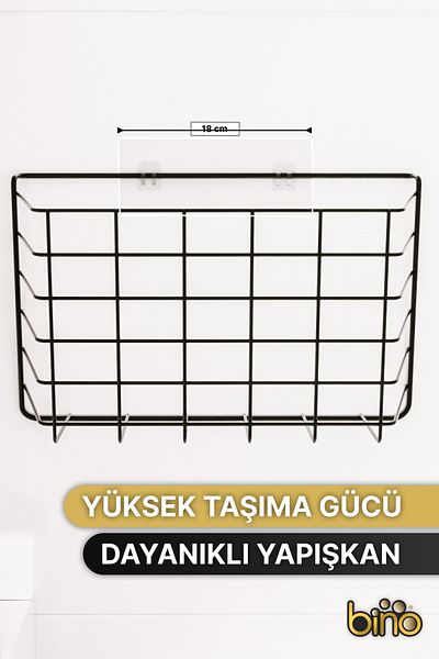 Bino Αυτοκόλλητο χαρτί υγείας Organizeri 1 ΤΕΜ. Ανοξείδωτο μεταλλικό Σαμπουάν Μπάνιου Σχάρα Κουζίνας Μαύρο