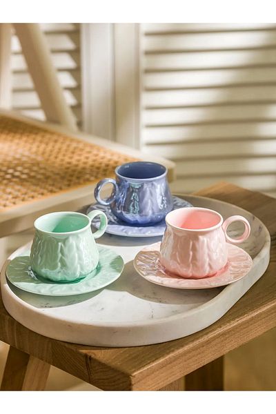 LC Waikiki Lcw Home Mixed 3-Person Porcelain Coffee Cup Set