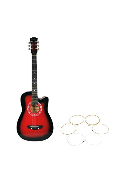 Depox Chitară clasică din lemn IdeallStore, Cutaway Country Red, set de corzi...