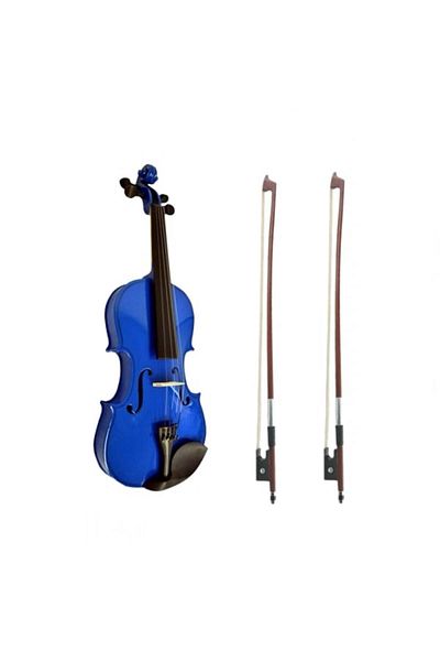 Depox Classical Violin, Size 4/4, Wood, Blue, Fabric Case Extra 1/4 Bow