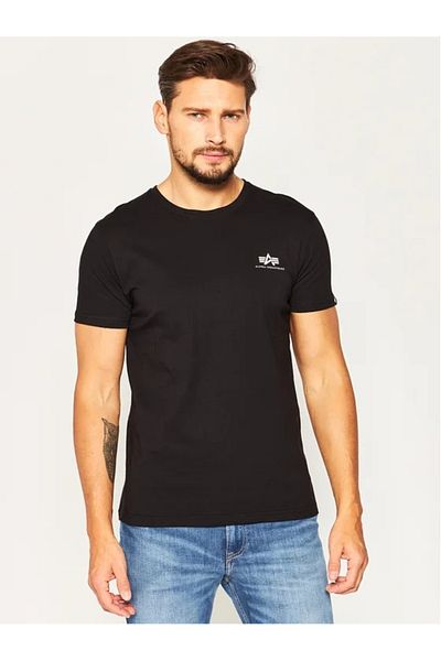 Alpha Industries Ανδρικό μαύρο μπλουζάκι Basic T Small Logo Alpha Industries