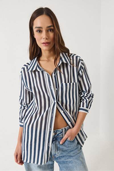 Bianco Lucci Cămașă oversize cu un singur buzunar pentru femei 2077 60283117