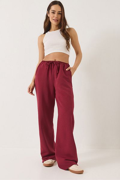 Bianco Lucci Pantaloni de in Palazzo pentru femei cu talie elastică și detaliu de buzunar 80182 60271083