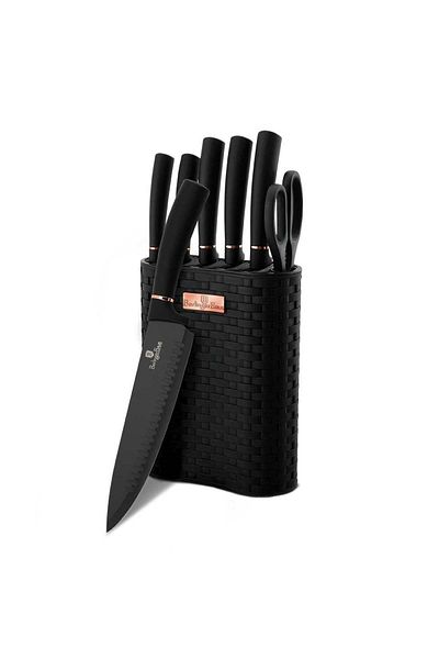 Berlinger Haus Knife set in a holder 7 pcs. Black Rose Collection