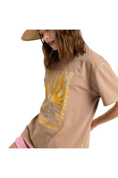 Roxy Sunnyoversize Enzyme Wash Women's Brown T-Shirt Women's T-Shirt Erjzt05906
