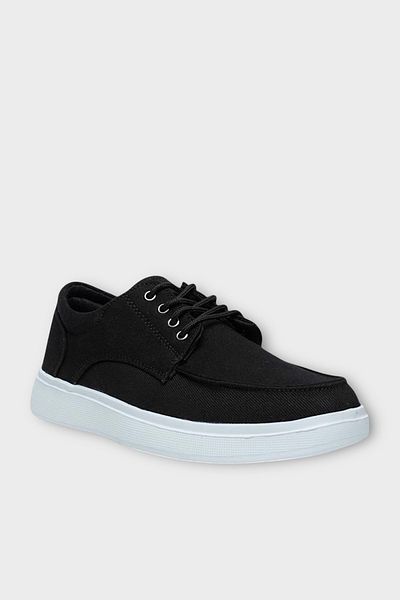 Liger Ανδρικά λινά υφασμάτινα παπούτσια Casual Sneaker ΜΑΥΡΟ - ΛΕΥΚΟ