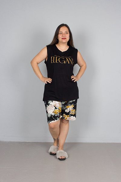 Truva XXL Large Size Women's Clothing Pajama Suit with Shorts