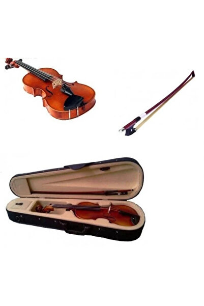 Depox Klasické dřevěné housle, velikost 1/2, hnědé, včetně pouzdra + náhradní smyčec 1/4