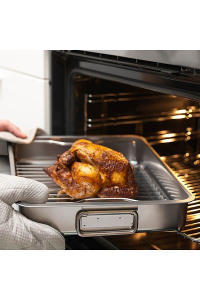 IKEA KONCIS Roasting tin with grill rack, stainless steel, 40 x 32 cm