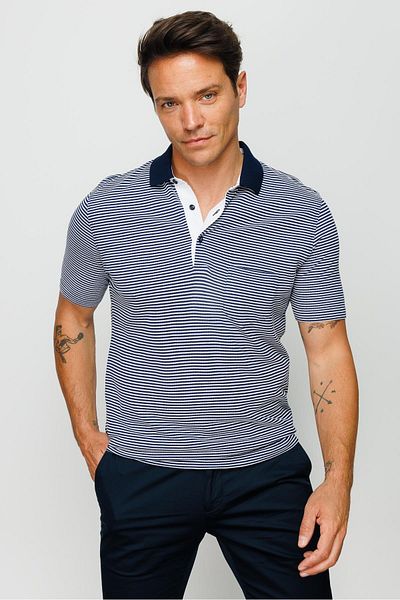 Desen Triko Ανδρικό μπλουζάκι Mercerized Navy Blue