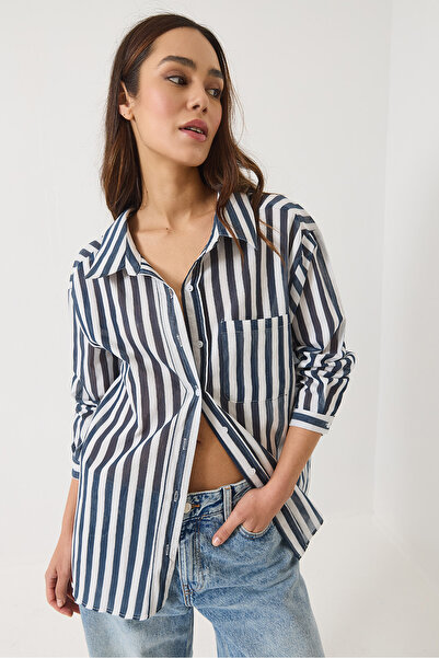 Bianco Lucci Cămașă oversize cu un singur buzunar pentru femei 2077 60283117