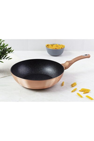 Berlinger Haus Tigaie wok cu suprafata de marmura 28 cm Rosegold Metallic Line