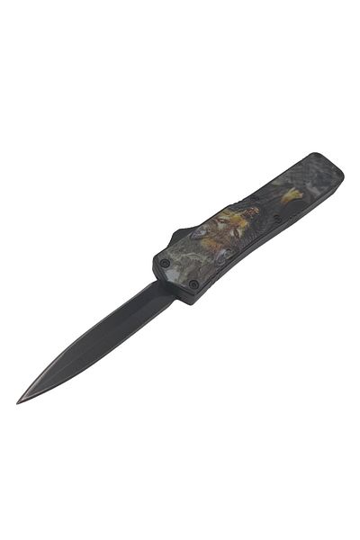 Depox Cuțit de vânătoare automat IdeallStore®, Wolf Blood, metal, 13,5 cm, negru