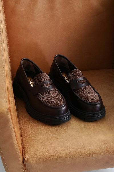 BELİSİA Black Genuine Leather Women's Loafer Shoes