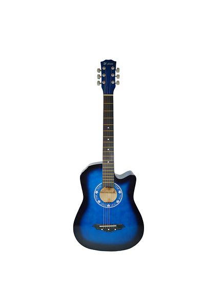 Depox Chitară clasică din lemn, 95 cm, cutaway, albastru country