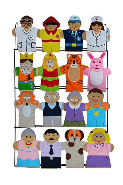 Temel Metal Puppet Hanger and 16 Hand Puppet Set
