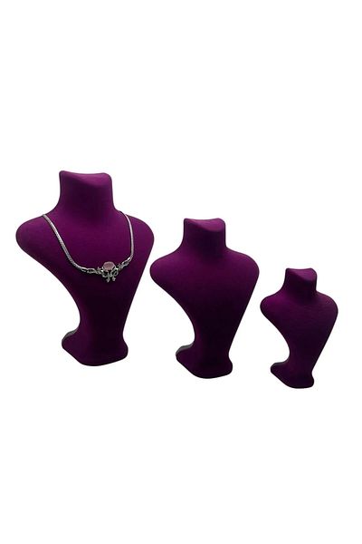 MeGass Dekor Suede Fabric Fuchsia Color Three Size Jewelry Mannequin