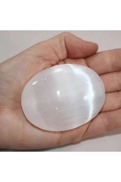 Sahi Aksesuar Oval Shaped Natural Selenite Stone Natural Stone