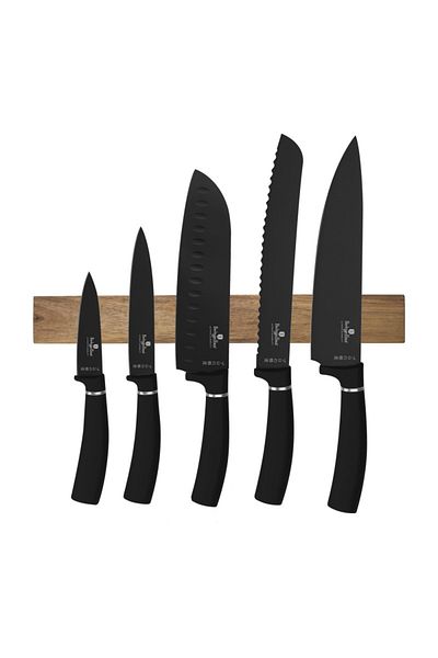 Berlinger Haus Knife set with magnetic holder 6 pcs Matte Black Collection