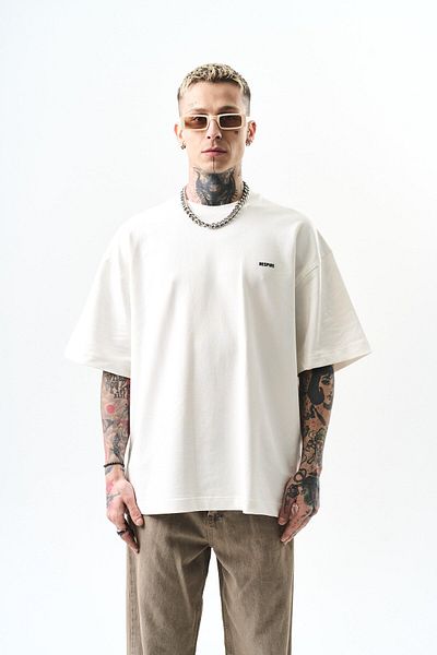 Respire Ανδρικό μπλουζάκι Respire Text Detailed Oversize Ecru