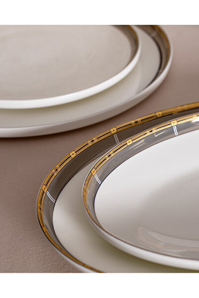 Madame Coco Bellamy 12 Kişilik 56 Parça Yemek Takımı - Beyaz/Vizon