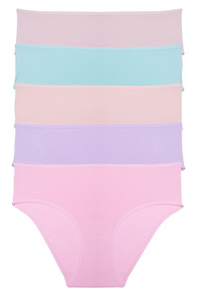 Nicoletta Women's Panties High Waist Bikini 5 Pack Cotton Lycra Salmon