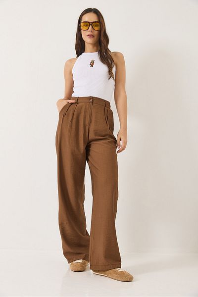 Bianco Lucci Women's Pocket Detailed Palazzo Fabric Trousers 80115 60283049