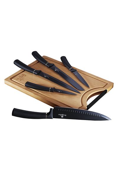 Berlinger Haus Non-stick knife set + cutting board 6 pcs Black Silver