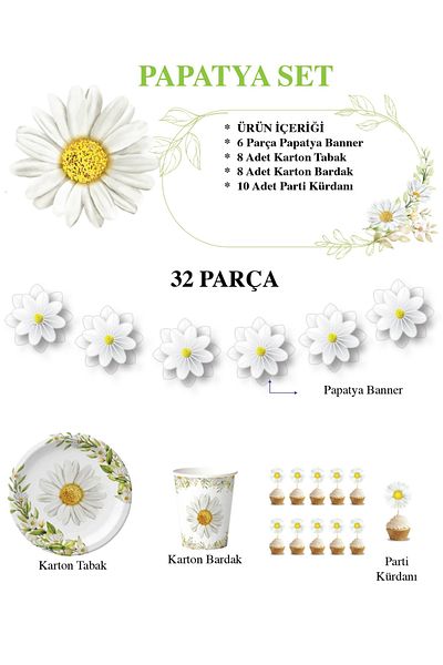 Big Party Daisy Themed Party Set 32 Pieces
