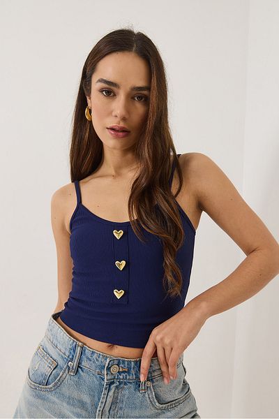 Bianco Lucci Női vékony pántos szívkiegészítő Crop Tank 2226 60284026