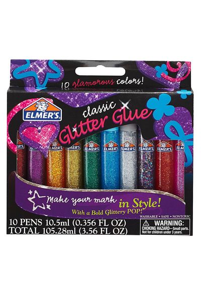 Elmers 10-Piece 3D Washable Classic Glitter Glue 10.5ml