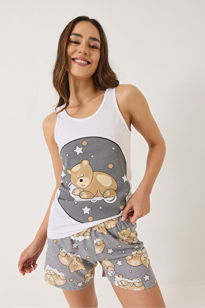Bianco Lucci Women's Sleepy Teddy Printed Shorts Pajama Set 0251 60283169