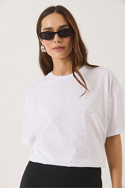 Bianco Lucci Γυναικείο μπλουζάκι με κοντό μανίκι με λεπτομέρεια ποδηλάτου 3028 60283149