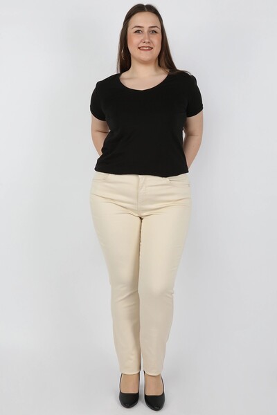 BALİNS Kadın Büyük Beden Gabardin Pantolon Bej