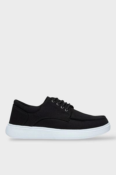 Liger Ανδρικά λινά υφασμάτινα παπούτσια Casual Sneaker ΜΑΥΡΟ - ΛΕΥΚΟ