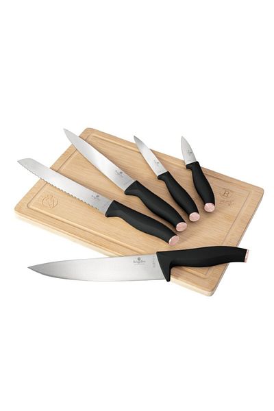 Berlinger Haus Knife set with cutting board 6 pcs. Black Rose