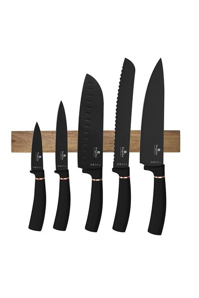 Berlinger Haus Knife set with magnetic holder 6 pcs Black Rose Collection