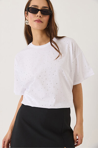 Bianco Lucci Γυναικείο μπλουζάκι με κοντό μανίκι με λεπτομέρεια ποδηλάτου 3028 60283149