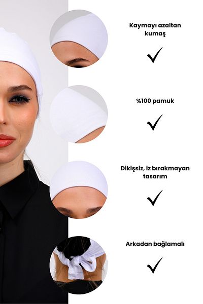 Loggia White Seamless Combed Bonnet - Tie up for Fiction Dress