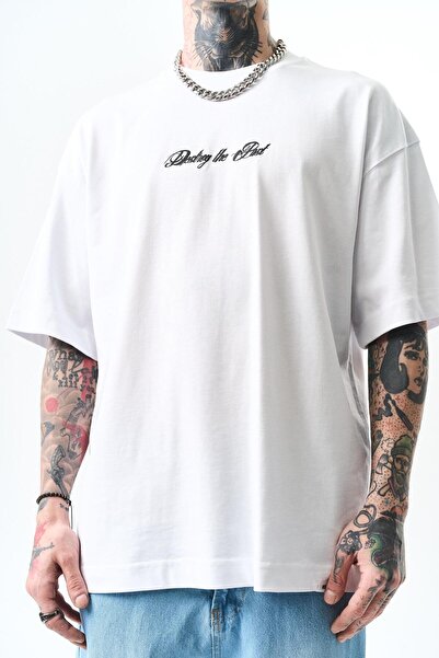 Respire Ανδρικό μπλουζάκι Destroy με στάμπα Oversize Λευκό