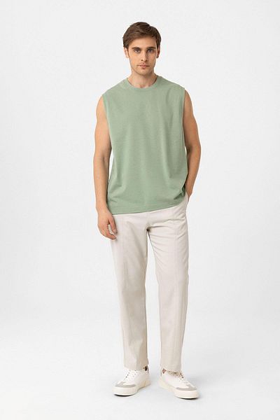 Antioch Khaki Relaxed Fit Men's Sleeveless T-Shirt