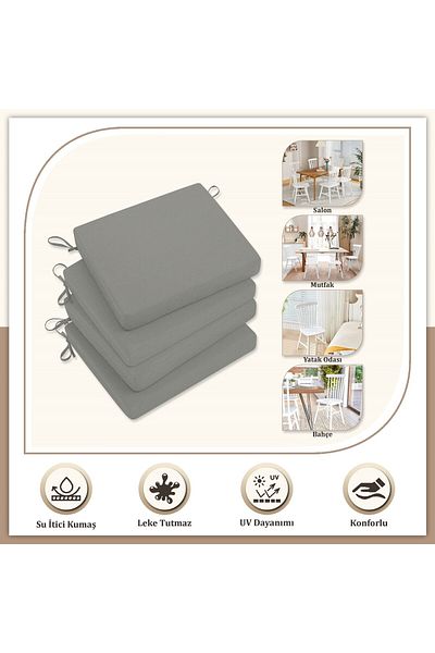 Evim Stain-Proof Canvas Chair Cushion - Zippered Laced 40X40 cm Dimensions