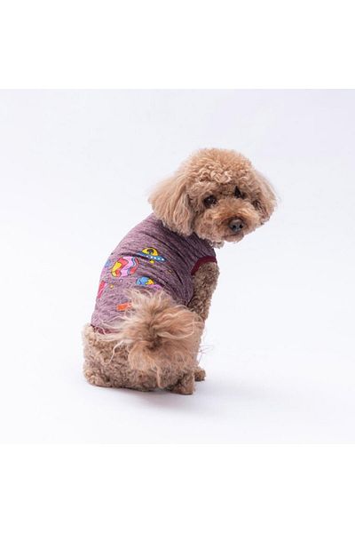 Pawstar Claret Red Space Time Cat Dog T-Shirt - Cat Dog Apparel